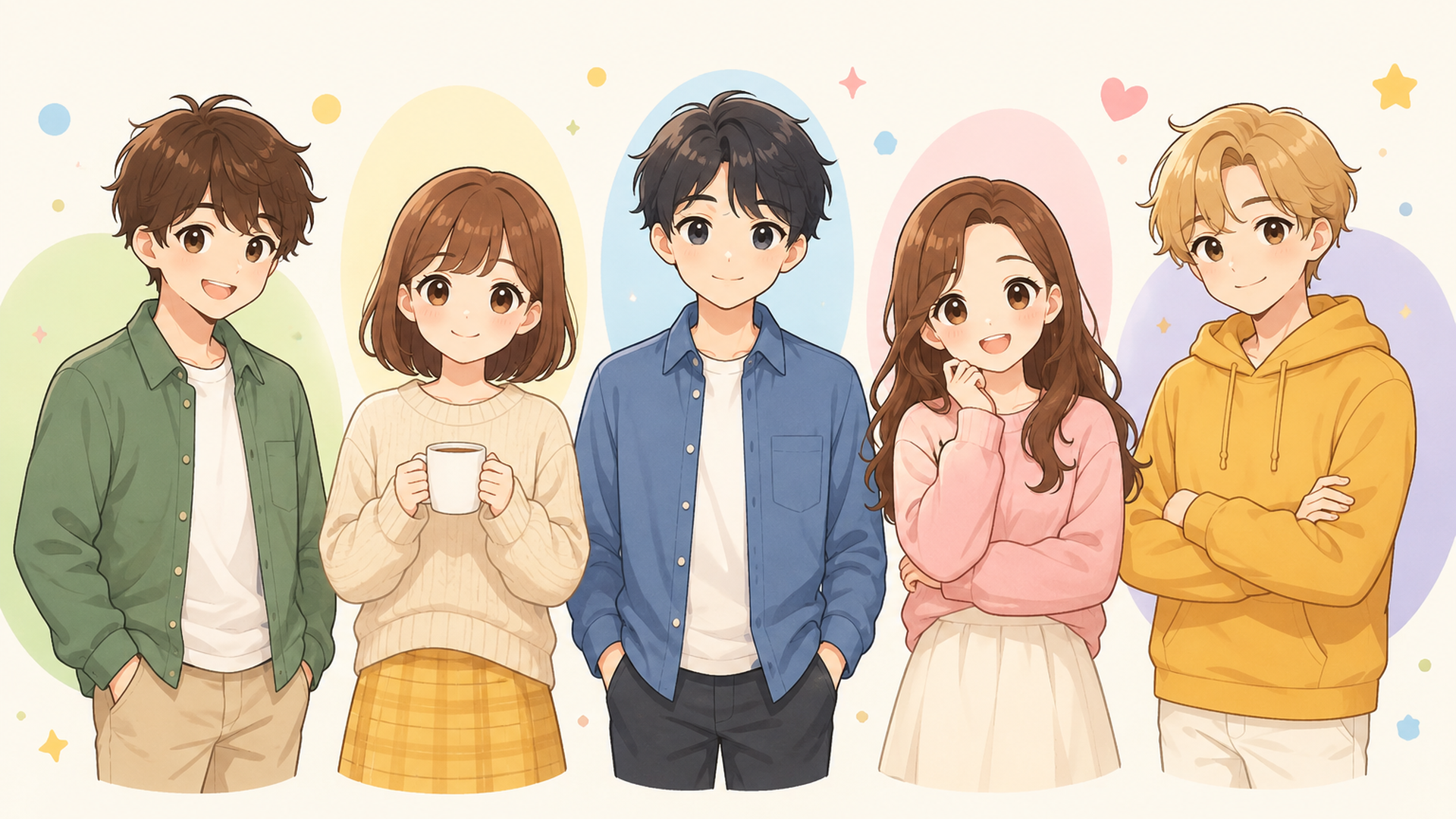 主要キャスト5人をイメージした人物紹介